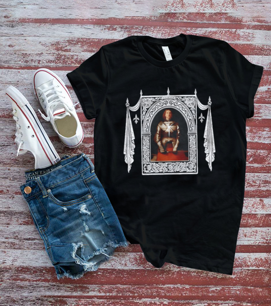I Am Not Afraid Joan Of Arc Acceptance Medieval Armor Frame Fleur De Lis T-Shirt