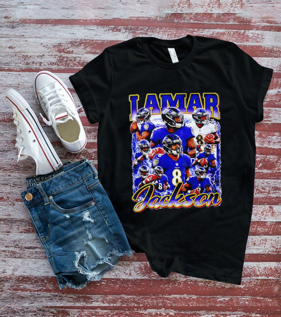 Lamar Jackson Baltimore Ravens NFL Football Star 8 T-Shirt