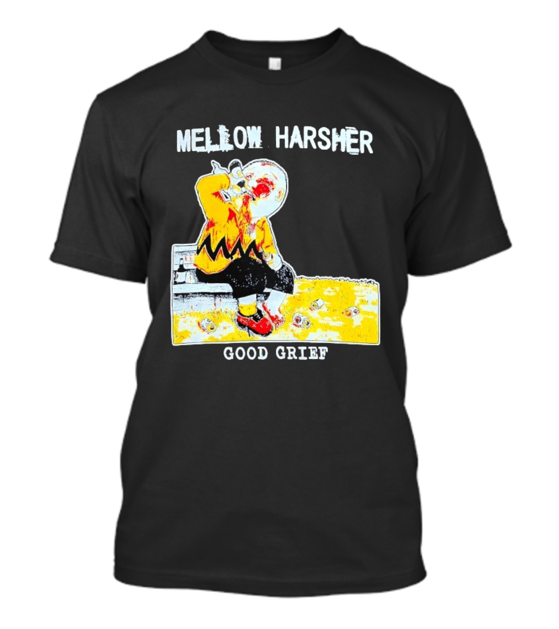 Mellow Harsher Good Grief Charlie Brown Drinking Image T-Shirt