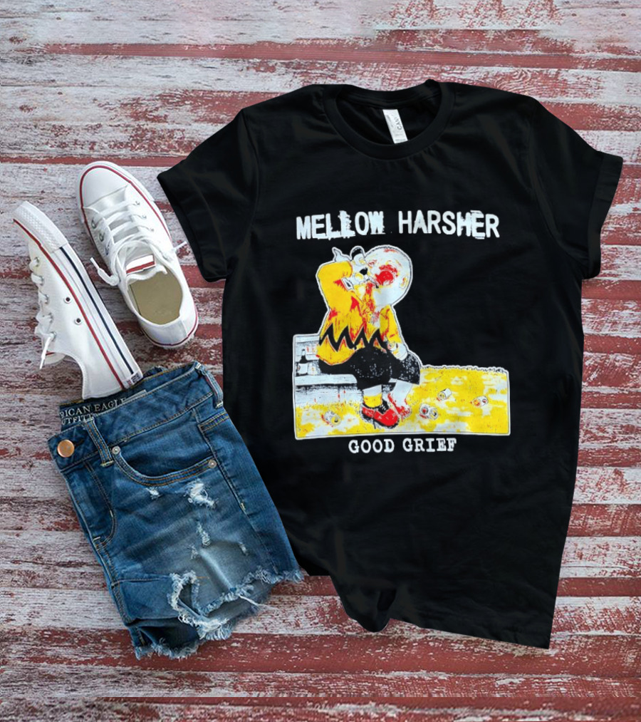 Mellow Harsher Good Grief Charlie Brown Drinking Image T-Shirt