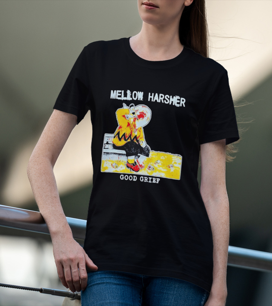 Mellow Harsher Good Grief Charlie Brown Drinking Image T-Shirt