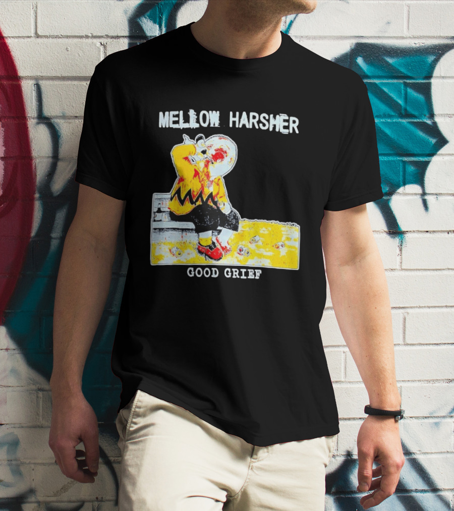 Mellow Harsher Good Grief Charlie Brown Drinking Image T-Shirt