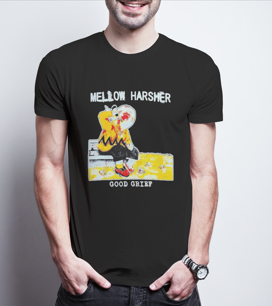 Mellow Harsher Good Grief Charlie Brown Drinking Image T-Shirt