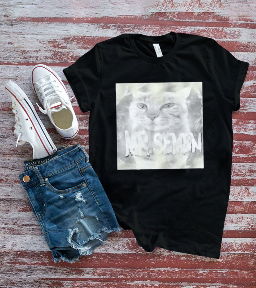Mr Semen Cat Feline Fantasy Bold White T-Shirt