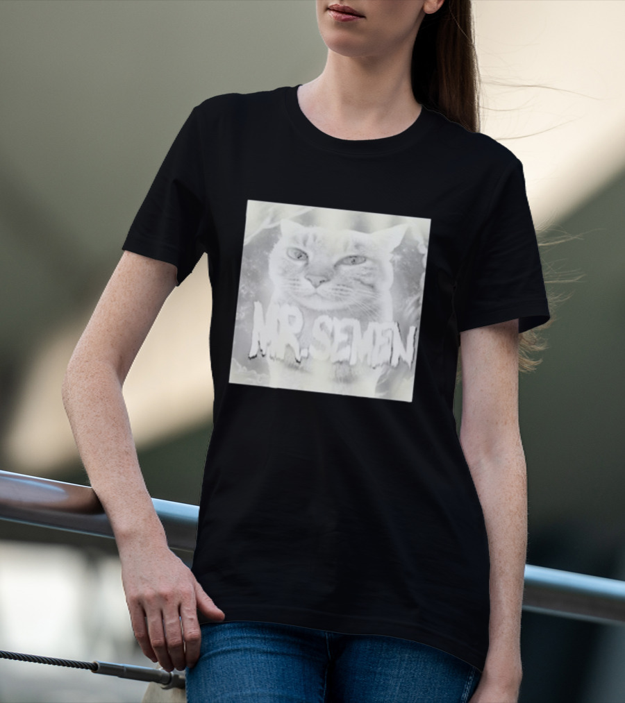 Mr Semen Cat Feline Fantasy Bold White T-Shirt