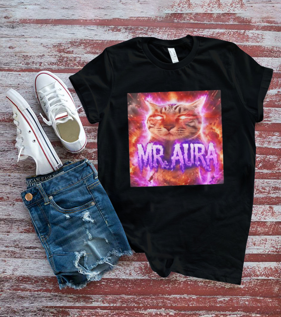 Mr. Aura Cat Fiery Cosmic Internet Culture Phenomenon T-Shirt