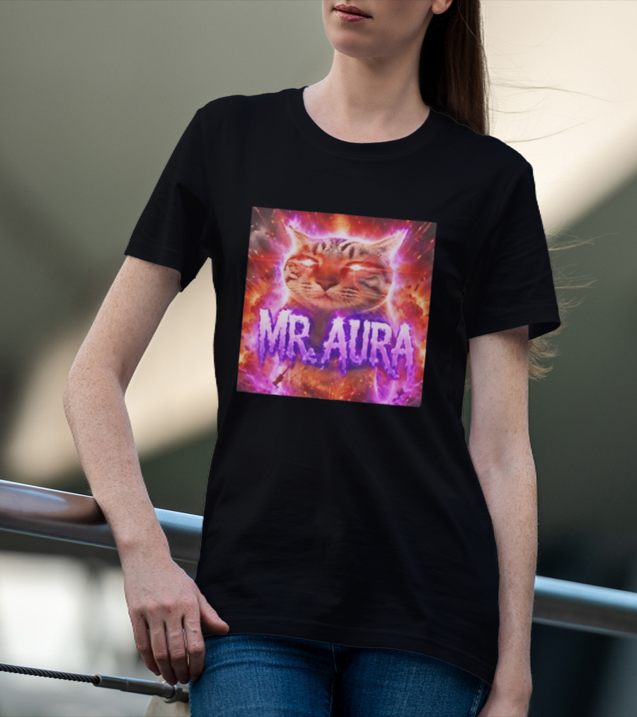 Mr. Aura Cat Fiery Cosmic Internet Culture Phenomenon T-Shirt