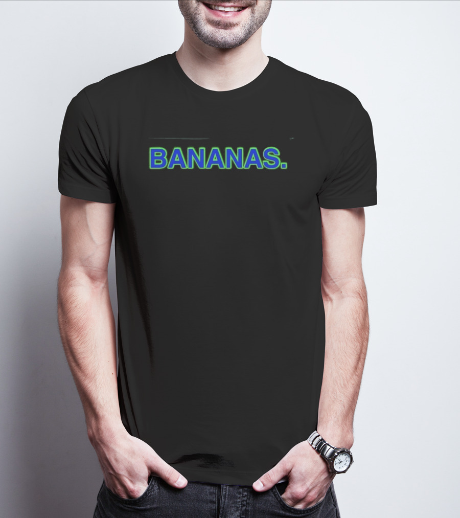 Bananas Fruit Yellow Food Bold Blue Green T-Shirt