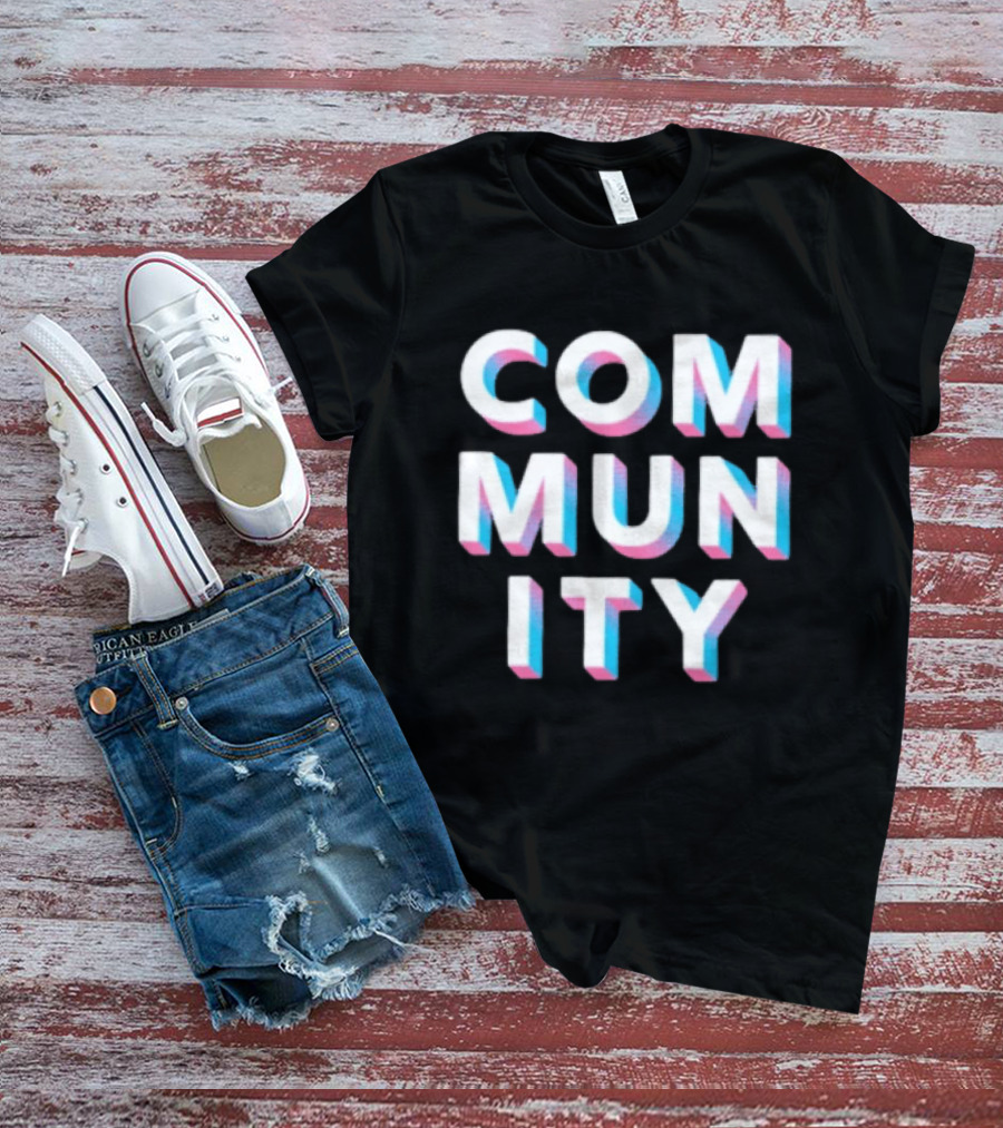 Community Colorful 3D Text Block T-Shirt
