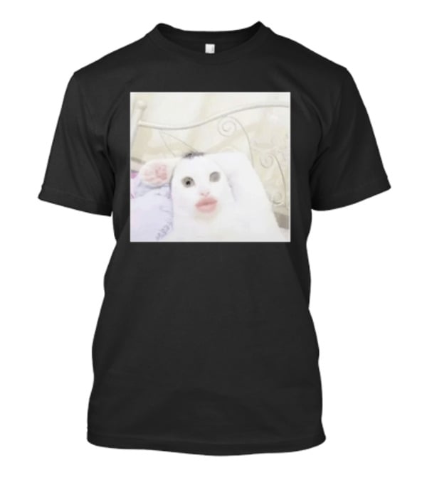 Cursed Cat Meme Funny Distorted Face Filter Selfie T-Shirt