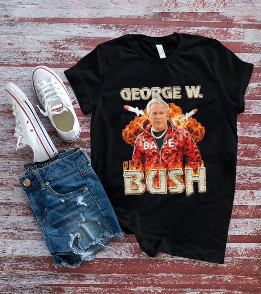 George W Bush Bape Jacket Explosion Background Missiles T-Shirt