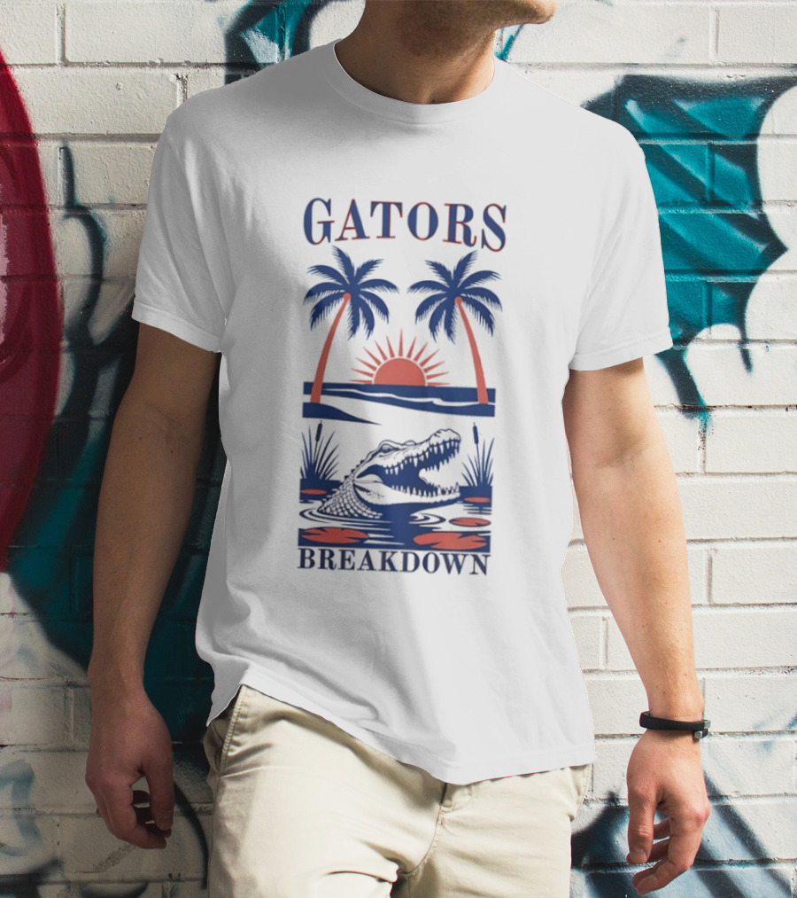 Florida Gators Tropical Sunset Alligator Breakdown Palms T-Shirt