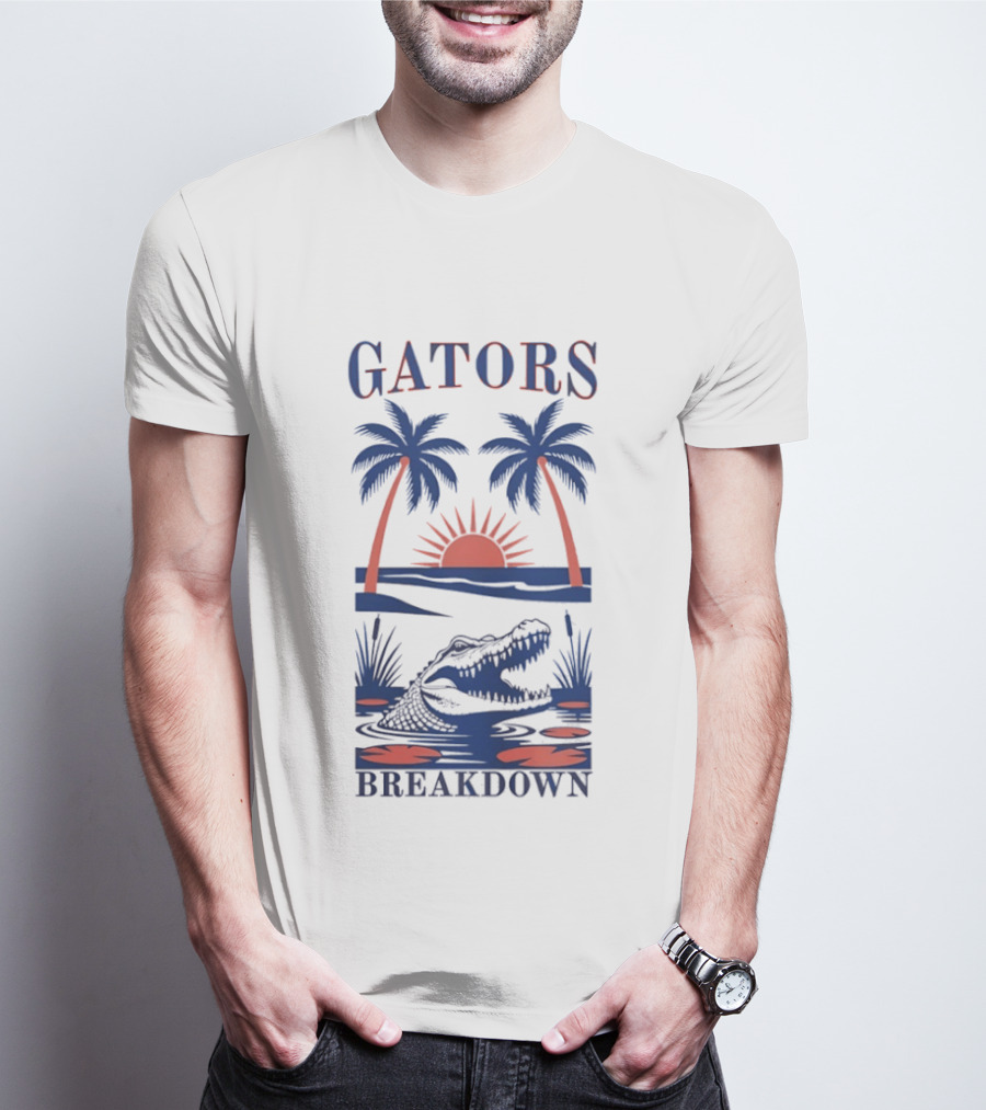 Florida Gators Tropical Sunset Alligator Breakdown Palms T-Shirt
