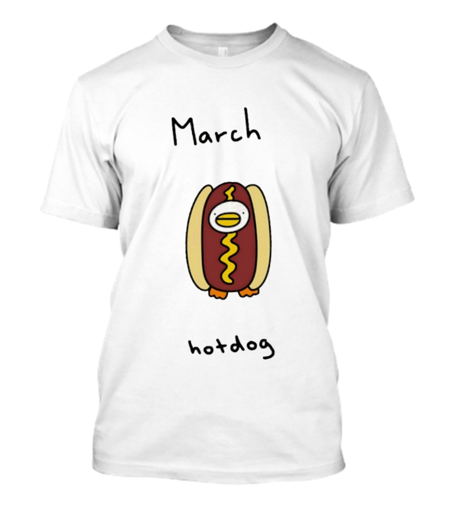 March Hotdog Cartoon Character With Food Animal T-Shirt