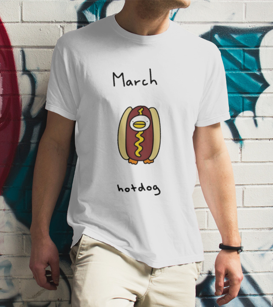 March Hotdog Cartoon Character With Food Animal T-Shirt