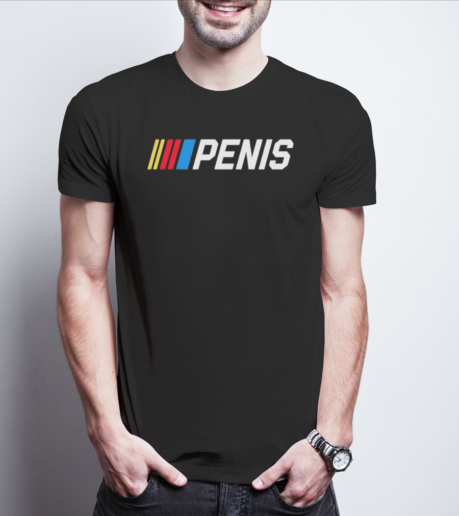 Penis NASCAR Racing With Iconic Striped T-Shirt