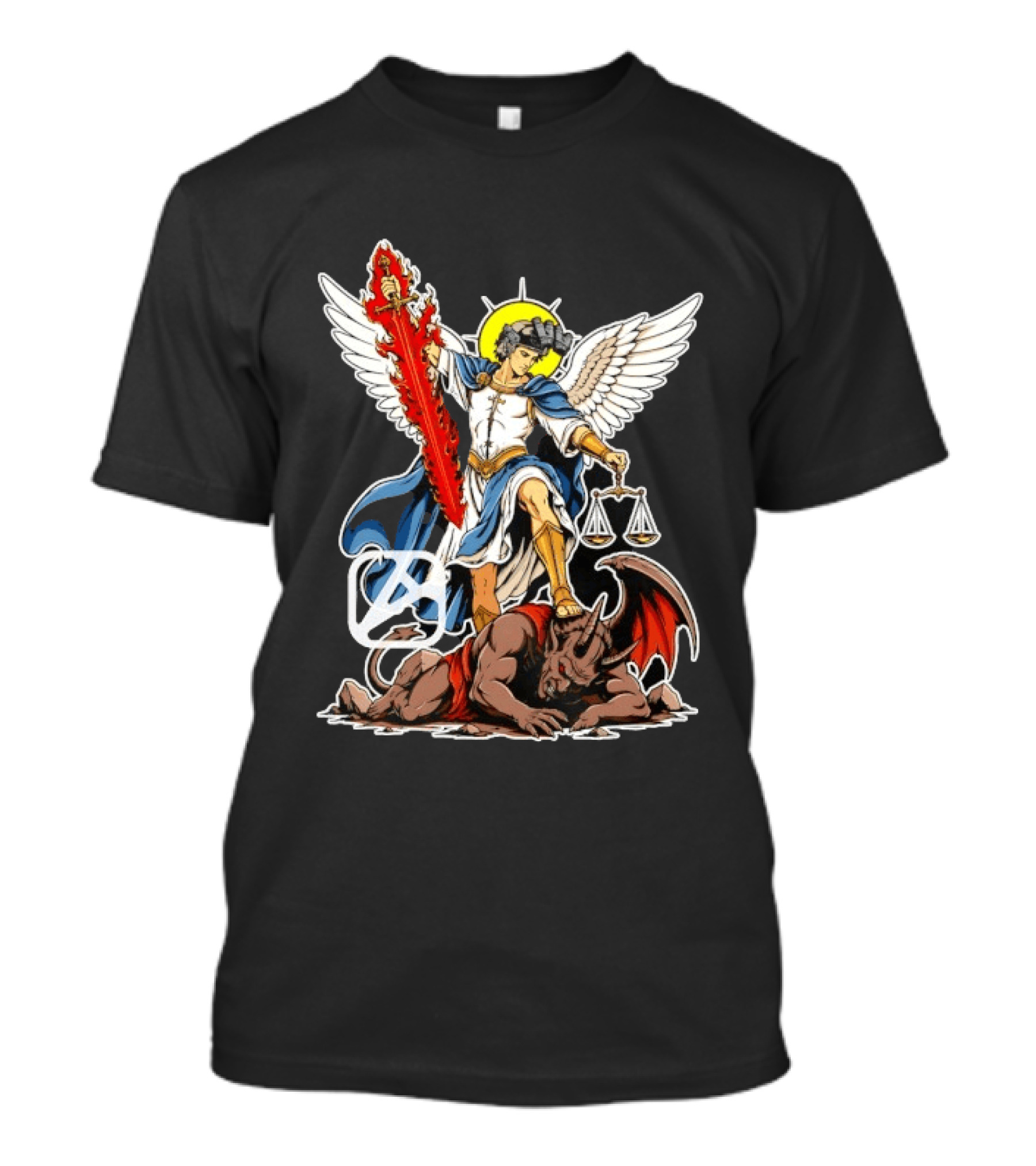 Saint Michael Archangel Warrior Flaming Sword Scales Victory Over Evil T-Shirt