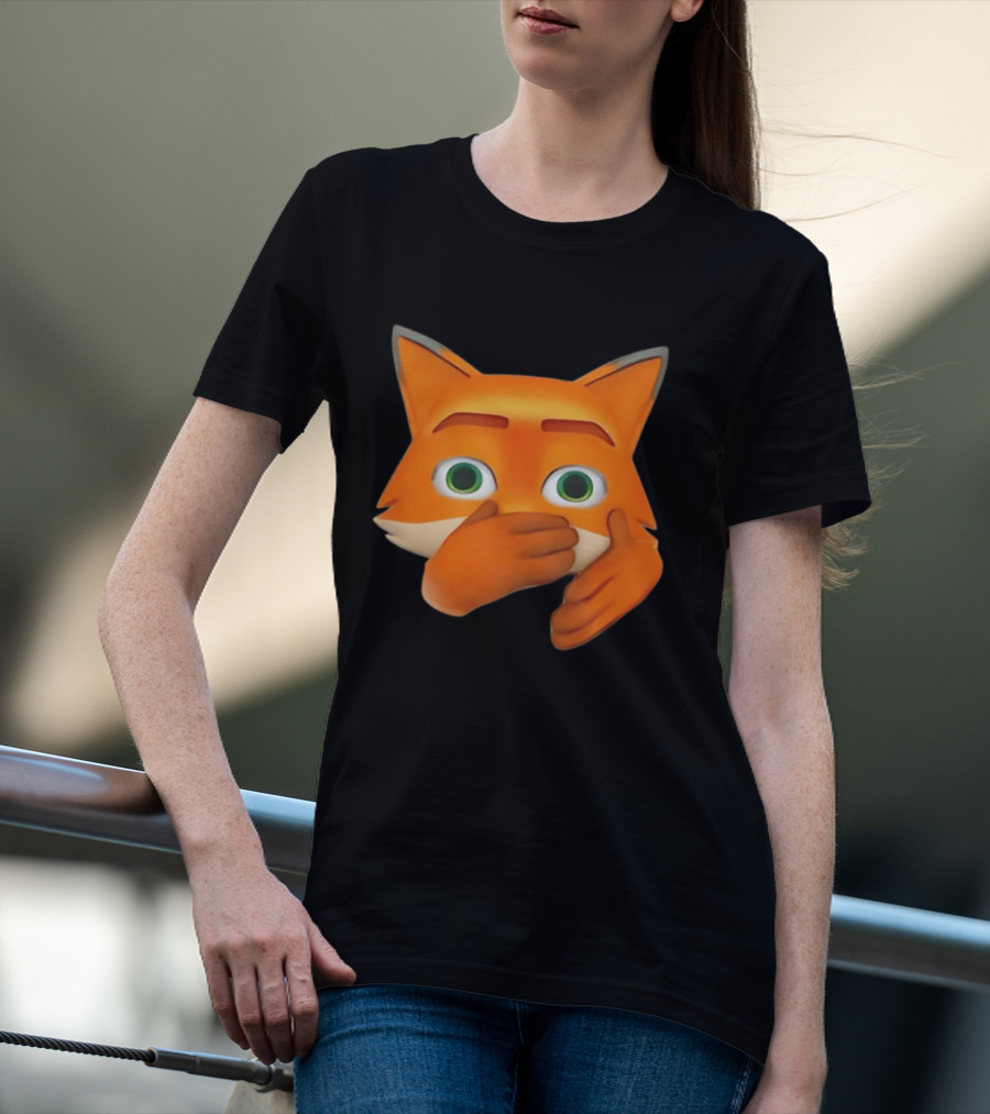Scuba Fox Emoji Animal Covering Mouth Diving T-Shirt