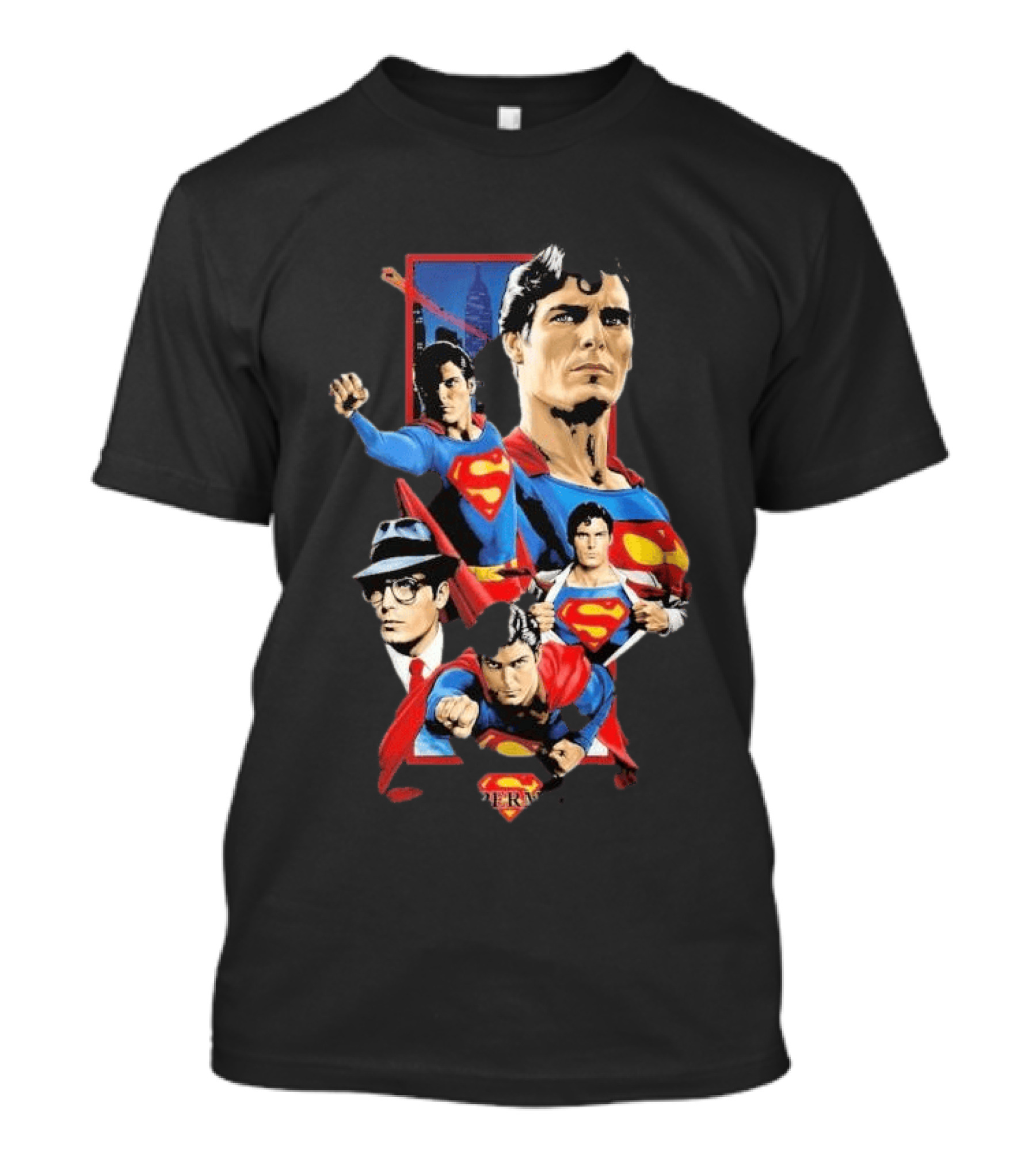 Superman Christopher Reeve Richard Donner Vintage Comic Collage T-Shirt