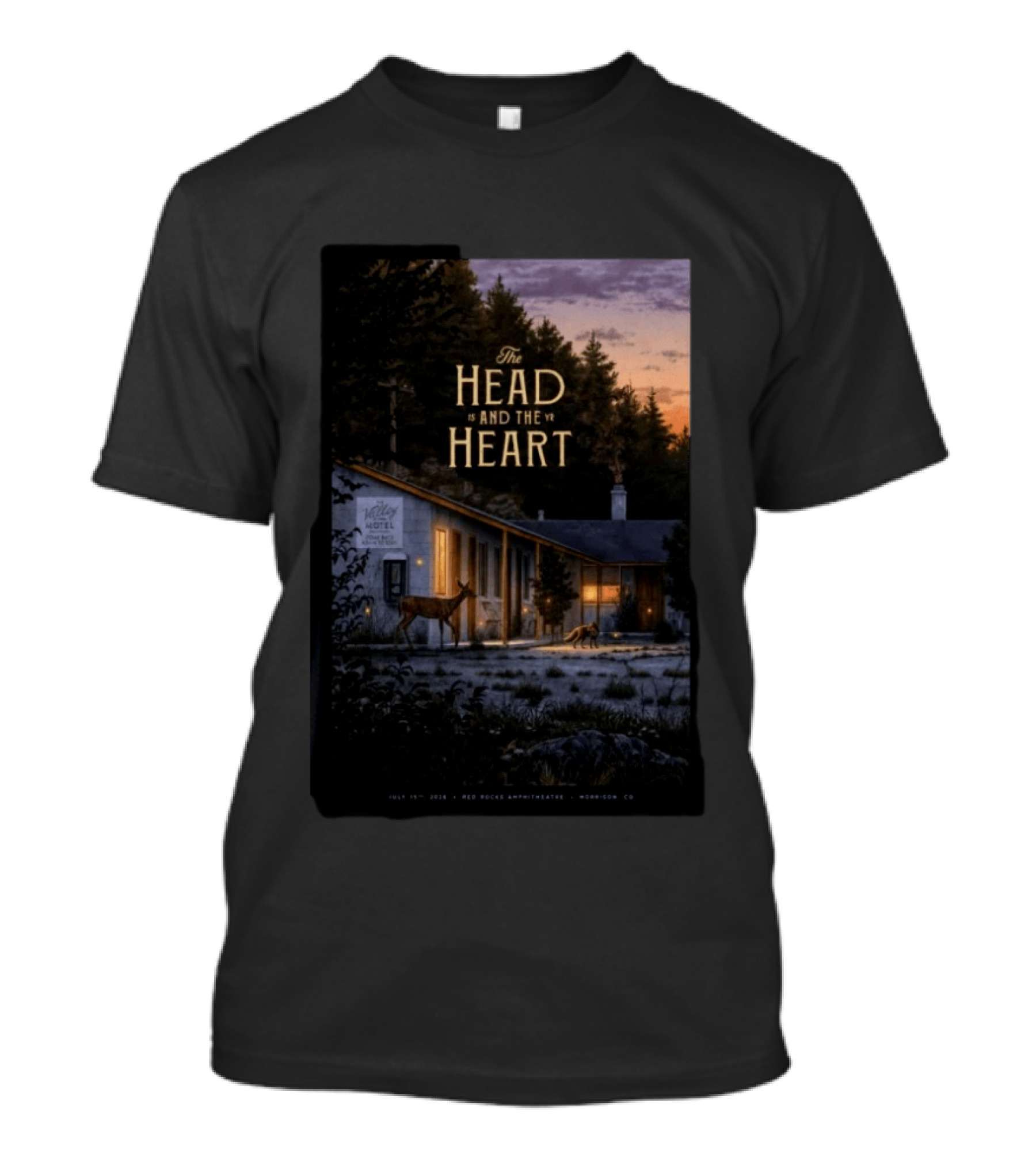 The Head And The Heart Red Rocks Amphitheatre July 15 2026 Valley Motel Morrison CO T-Shirt