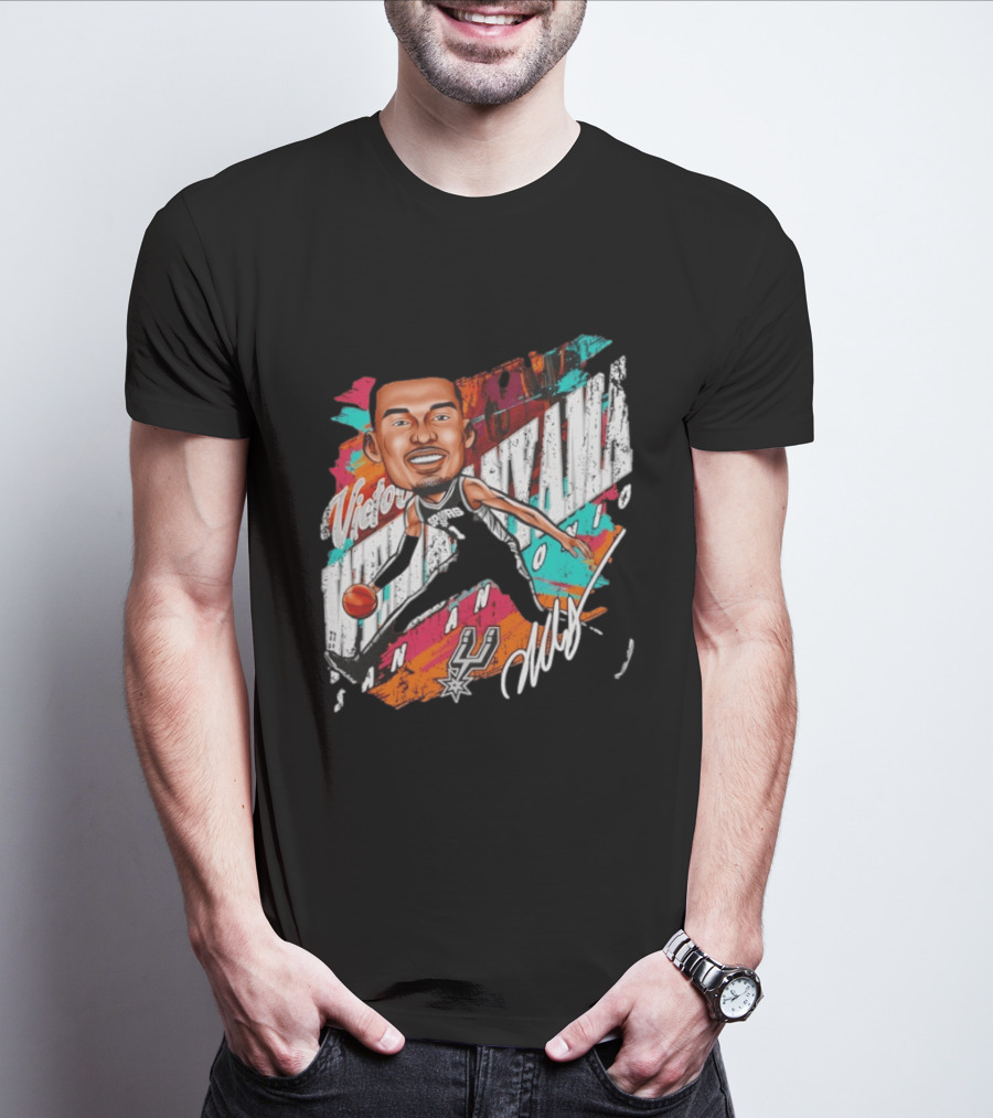 Victor Wembanyama San Antonio Spurs Basketball Cartoon T-Shirt
