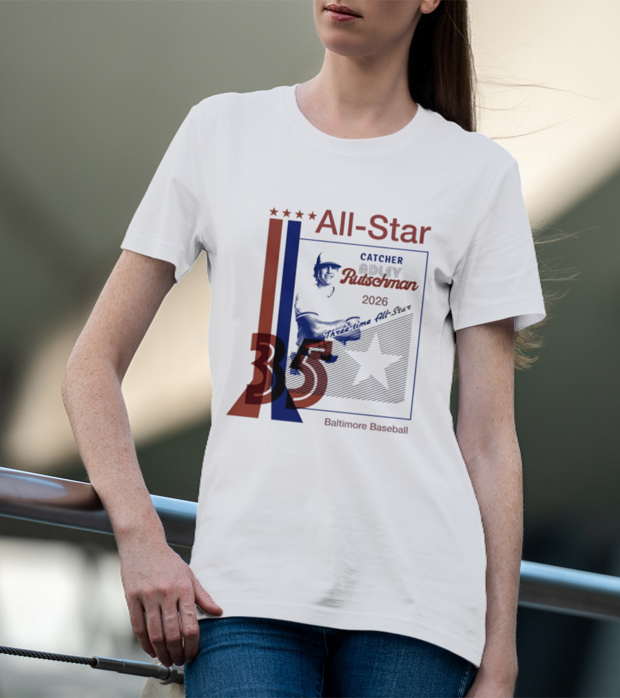 Adley Rutschman Three Time MLB All Star Catcher 2026 Baltimore Baseball 35 T-Shirt