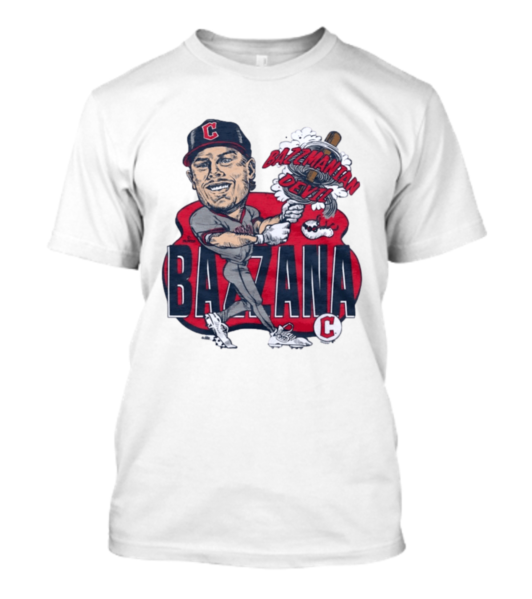 Bazzana Bazzmanian Devil Cleveland Guardians Caricature Baseball Player T-Shirt