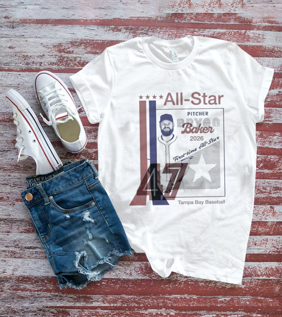 Tampa Bay Rays Bryan Baker 47 Pitcher 2026 MLB All Star T-Shirt