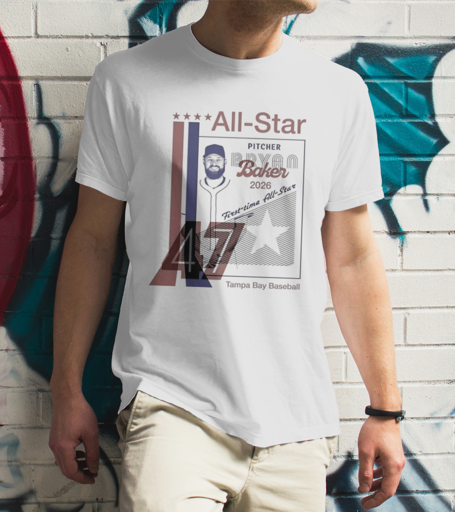 Tampa Bay Rays Bryan Baker 47 Pitcher 2026 MLB All Star T-Shirt