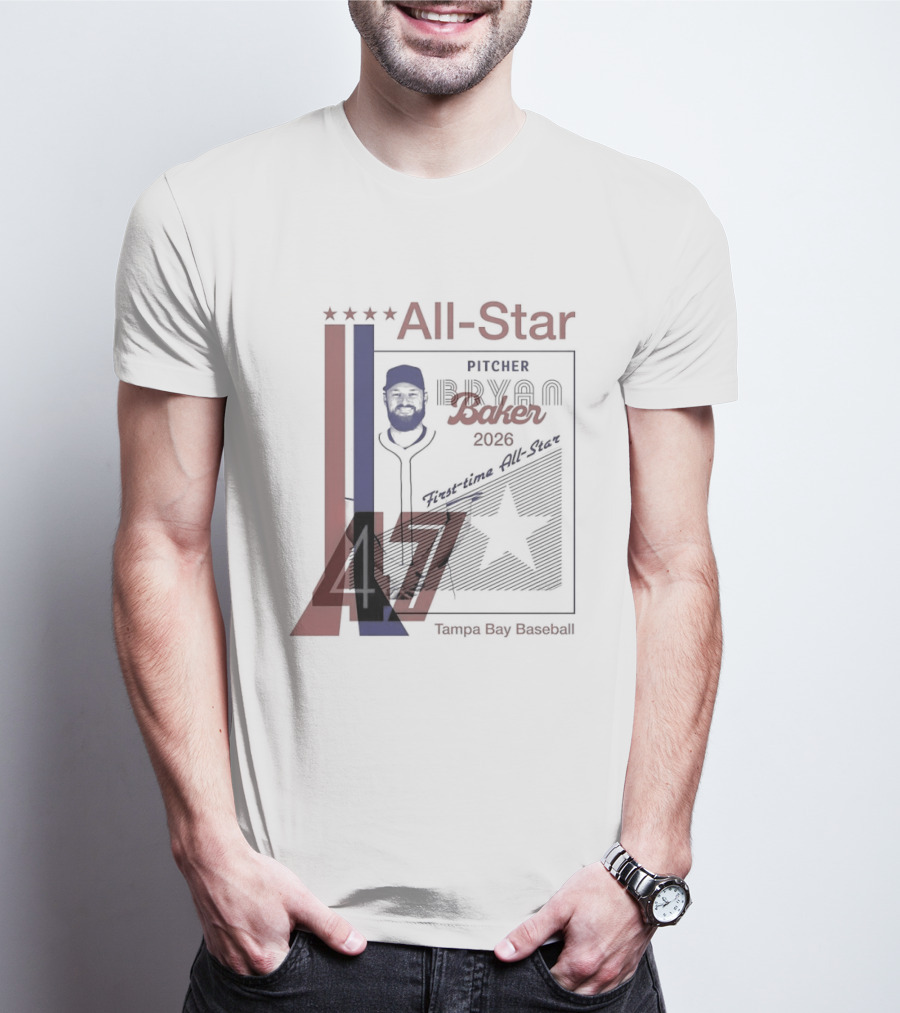 Tampa Bay Rays Bryan Baker 47 Pitcher 2026 MLB All Star T-Shirt