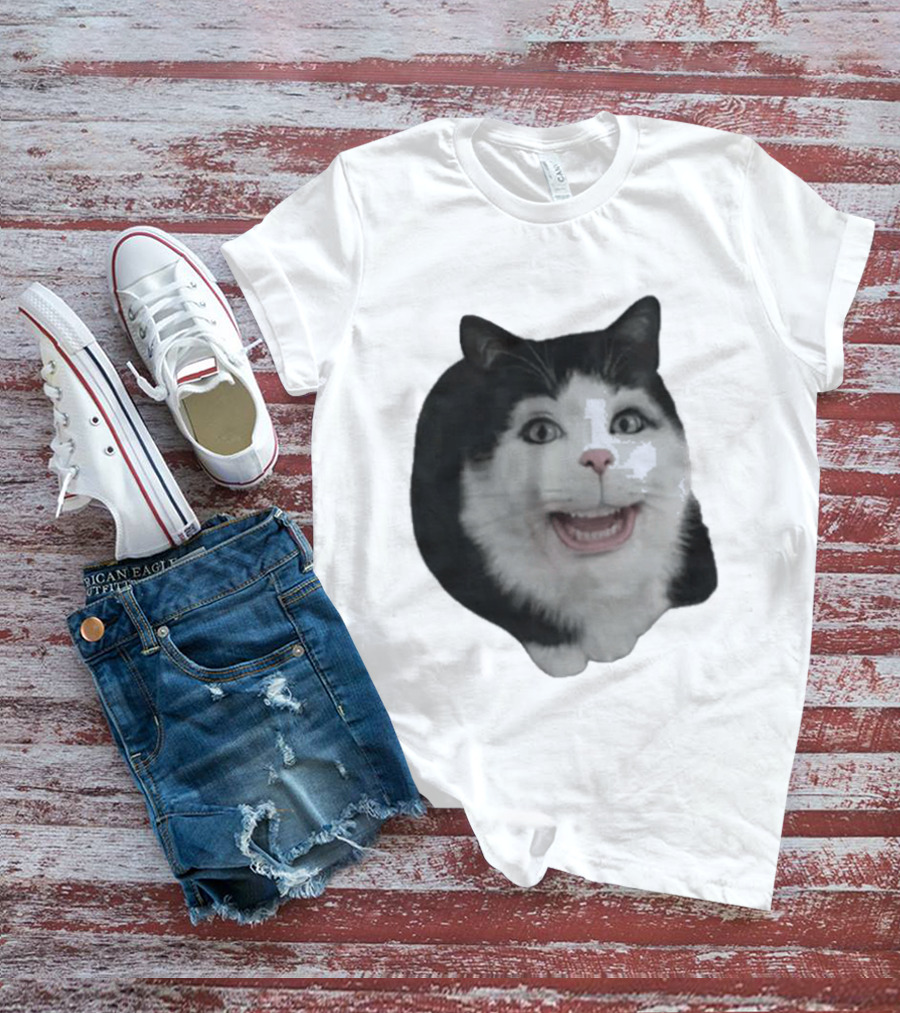 Grinning Cat With Human Teeth T-Shirt