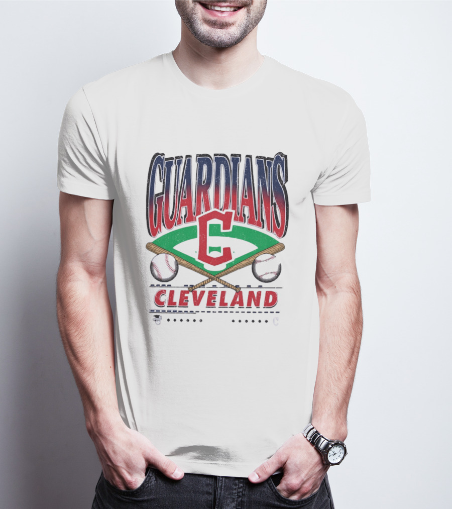 Cleveland Guardians Baseball Team Retro Style With Bats And Ball T-Shirt