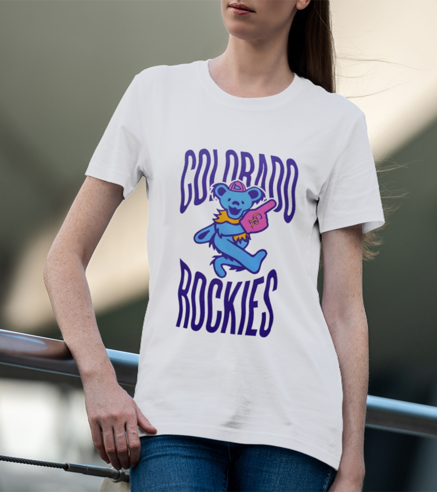 Colorado Rockies Grateful Dead Dancing Bear Sports Fan T-Shirt