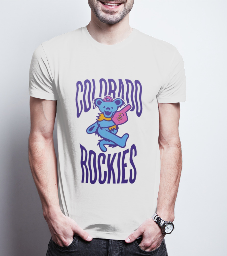 Colorado Rockies Grateful Dead Dancing Bear Sports Fan T-Shirt