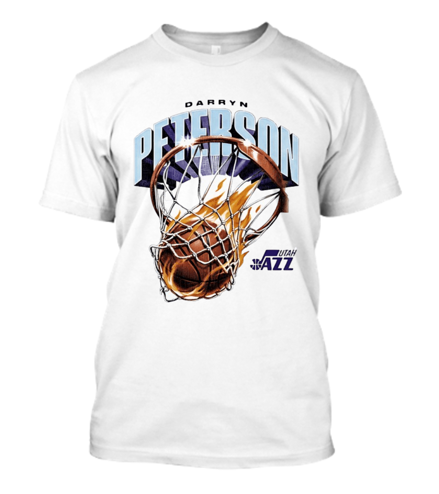 Darryn Peterson NBA Utah Jazz Basketball Hoop Flames T-Shirt