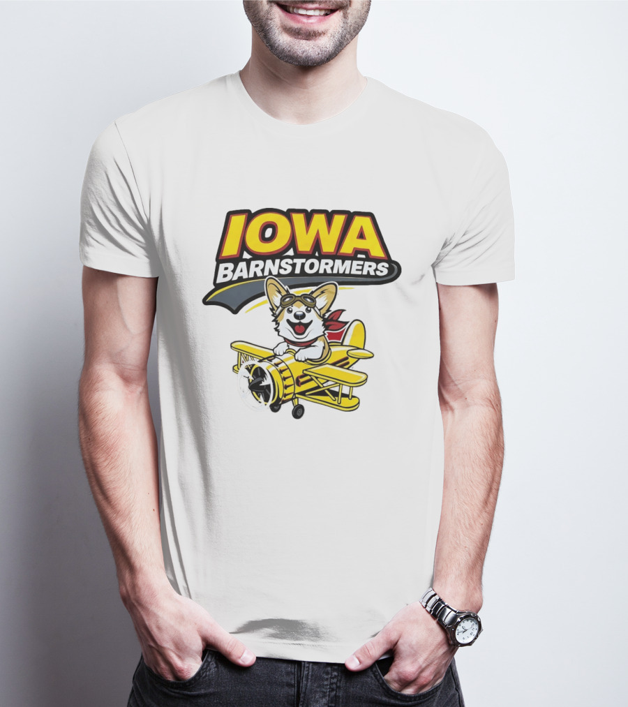 Iowa Barnstormers Corgi Pilot Airplane T-Shirt
