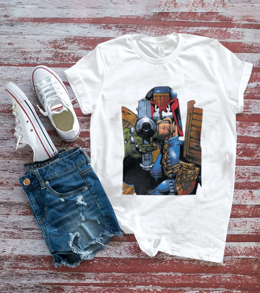 Judge Dredd 2000 AD Comic Book Character With Iconic Outfit T-Shirt