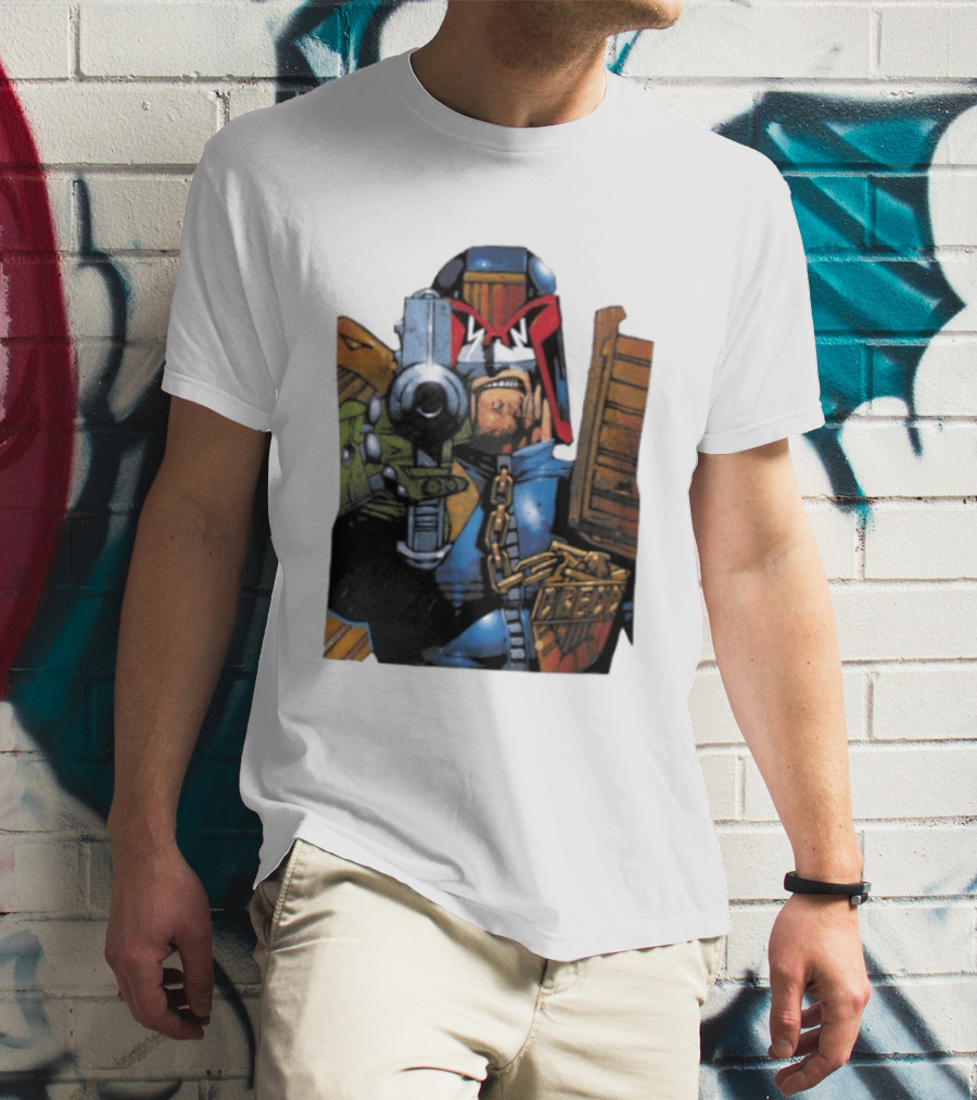 Judge Dredd 2000 AD Comic Book Character With Iconic Outfit T-Shirt