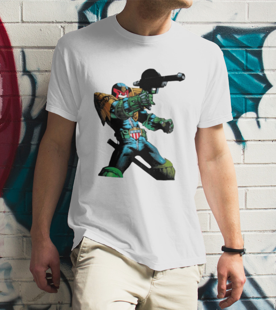 Judge Dredd Lawgiver Comic Book Character With Iconic Helmet T-Shirt