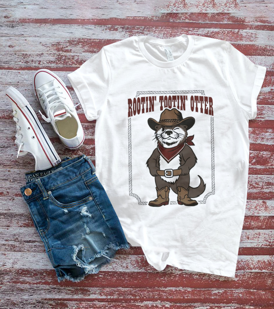 Rootin' Tootin' Otter Cowboy Western Animal Rustler T-Shirt