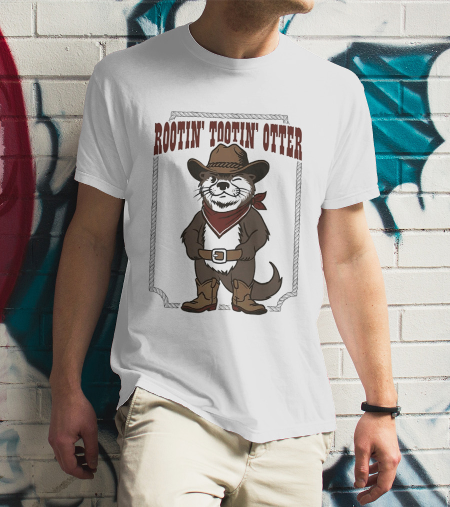 Rootin' Tootin' Otter Cowboy Western Animal Rustler T-Shirt