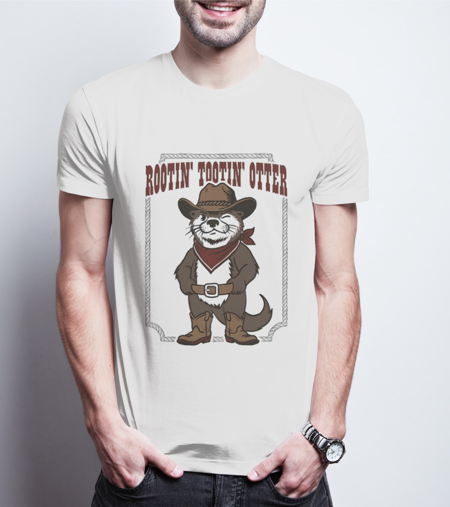 Rootin' Tootin' Otter Cowboy Western Animal Rustler T-Shirt
