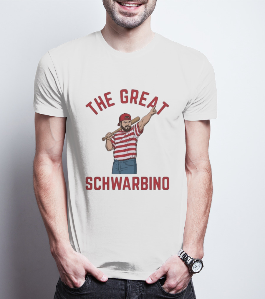 The Great Schwarbino Kyle Schwarber Baseball Tribute Red Striped T-Shirt