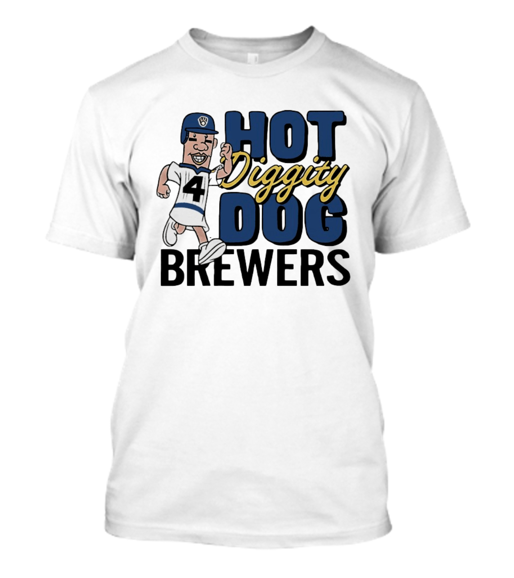 Milwaukee Brewers Hot Diggity Dog Baseball Player Number 4 T-Shirt