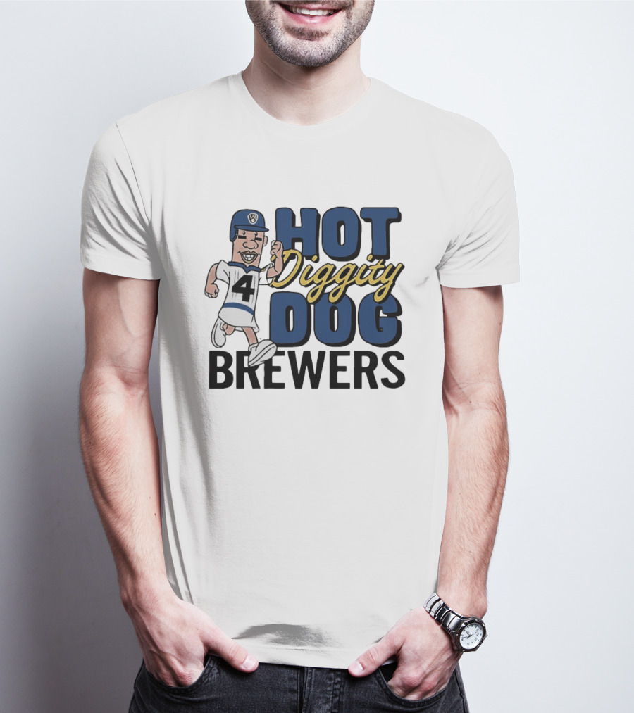 Milwaukee Brewers Hot Diggity Dog Baseball Player Number 4 T-Shirt
