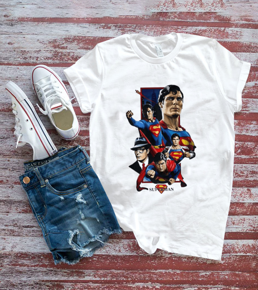 Superman Collage Classic Iconic Characters With S T-Shirt