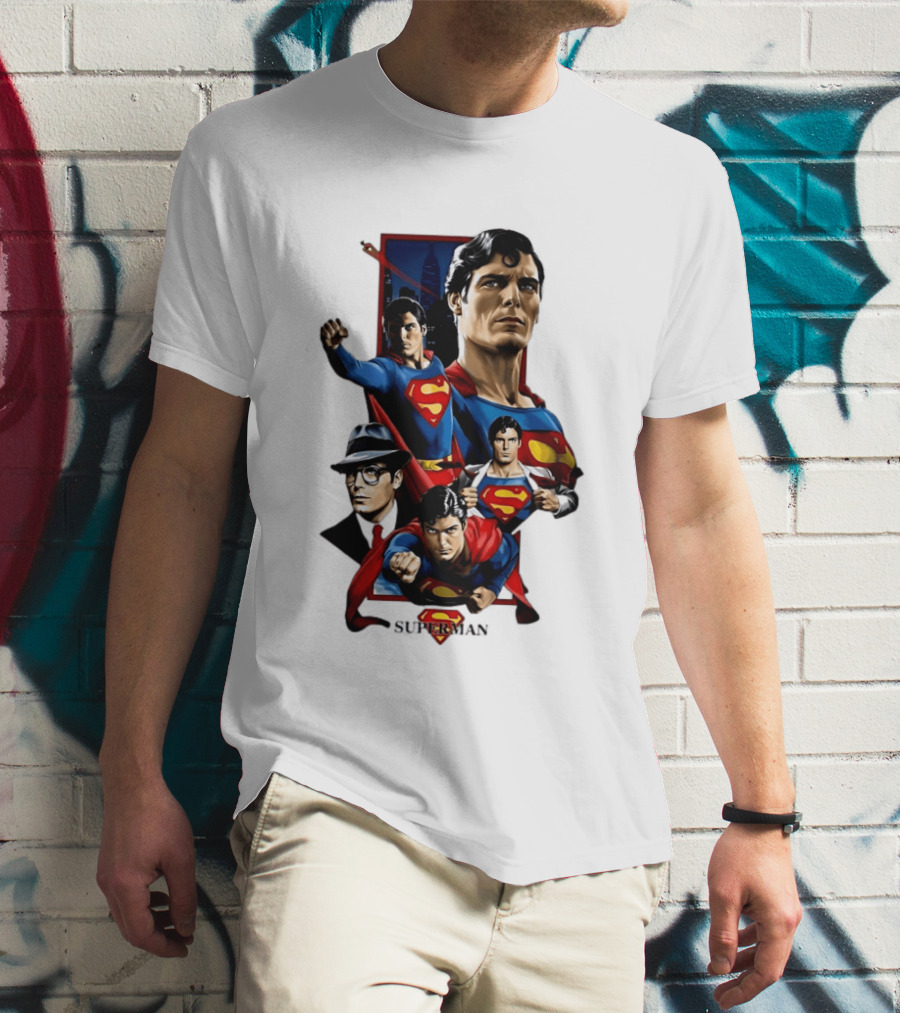 Superman Collage Classic Iconic Characters With S T-Shirt