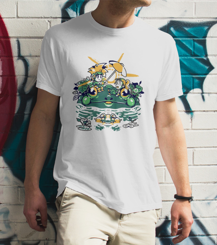 Hot Summer Swamp Frog Nature Characters Relaxing In Sun With Tropical Plants T-Shirt