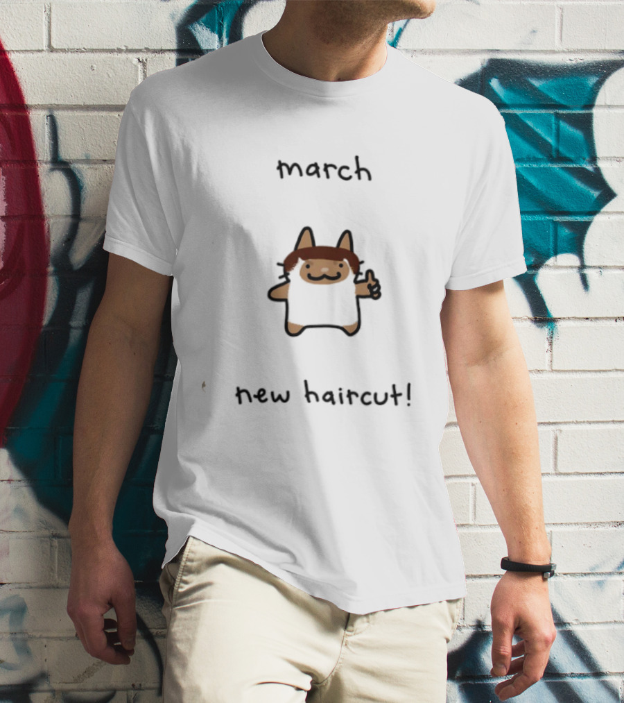 March New Haircut Cat Thumbs Up T-Shirt