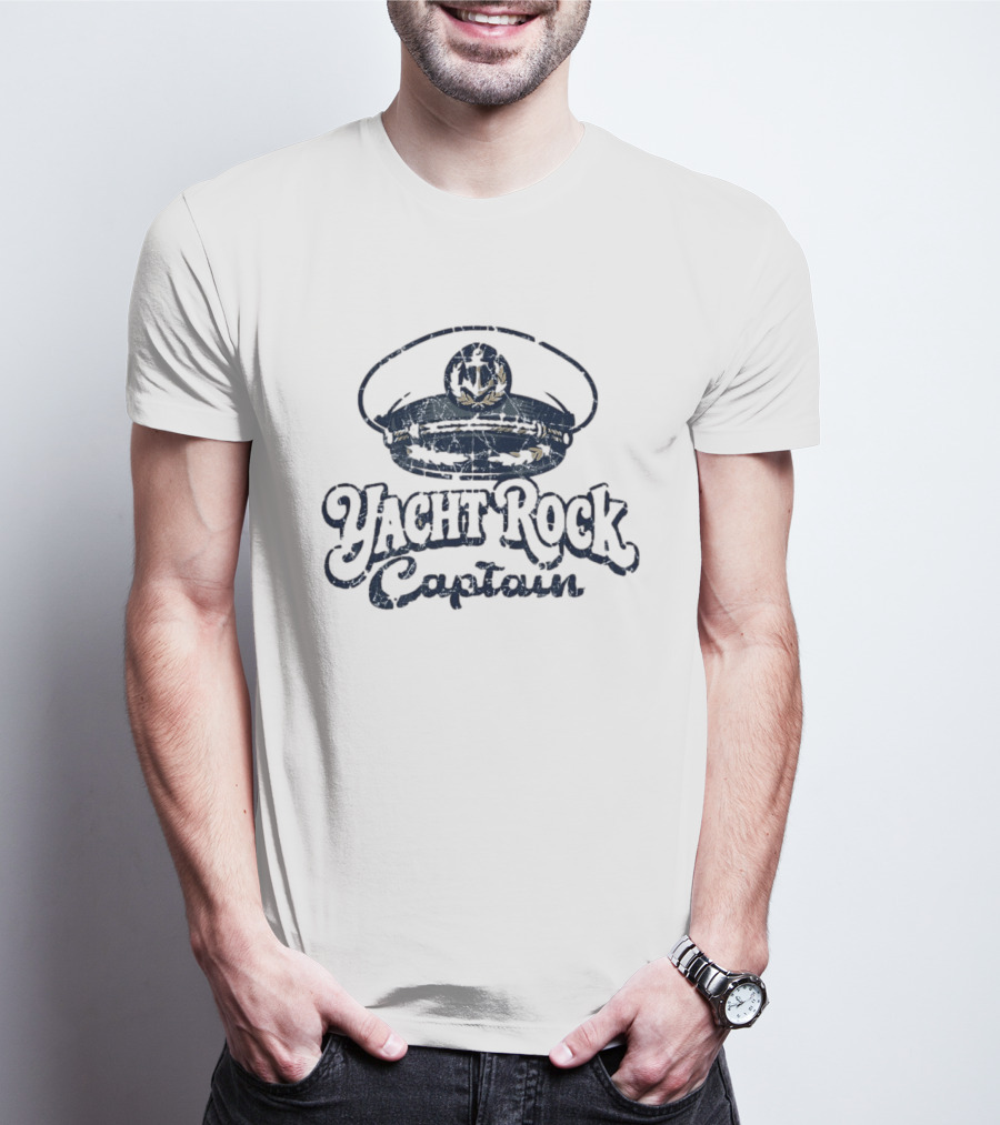 Yacht Rock Captain Distressed Nautical Captain's Hat T-Shirt